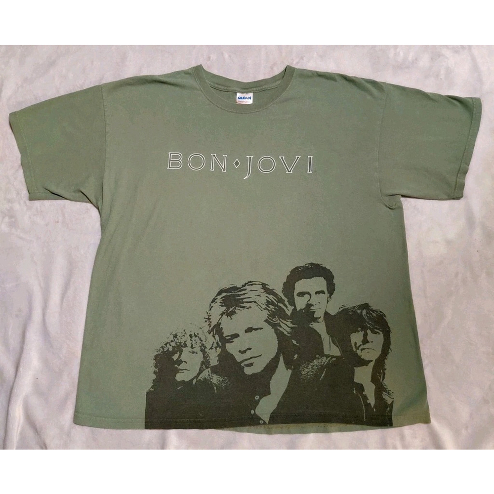 Bon Jovi World Tour 2007-2008 Green T- Shirt Size X-Large Gildan